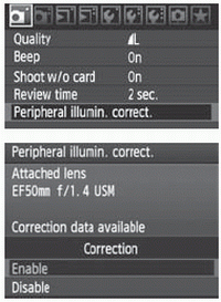 Canon Lens Peripheral Illumination Correction